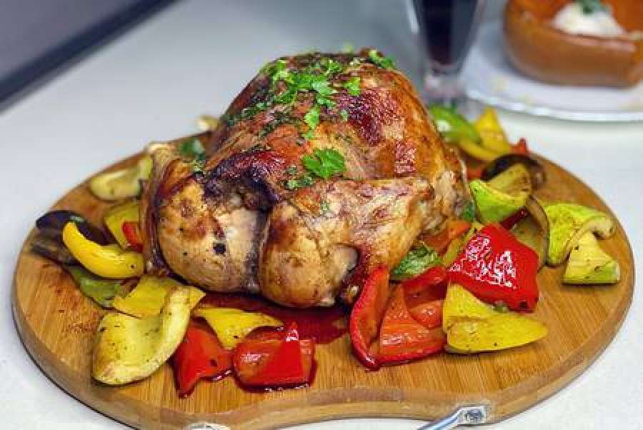 Turkey with vegetable garnish